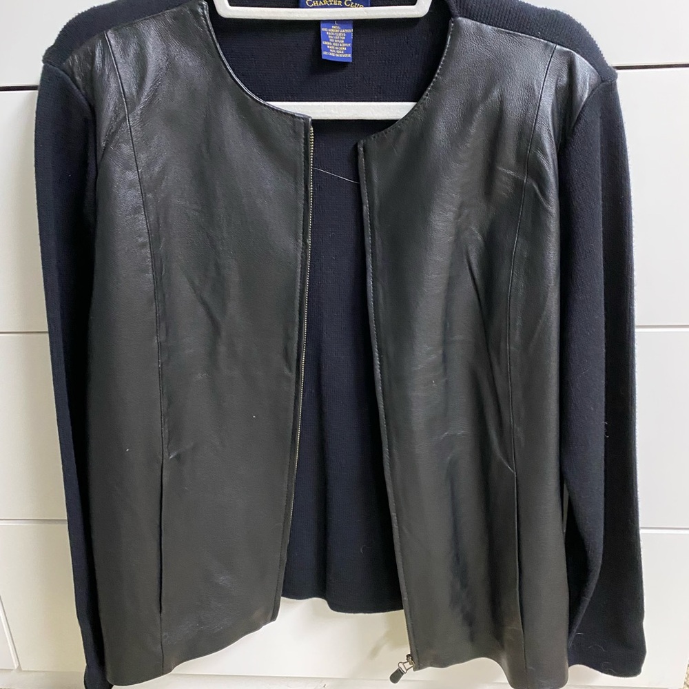 Charter Club Black Leather Women's Jacket